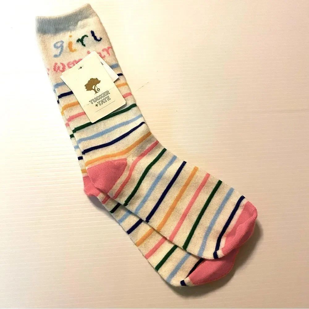 Tucker + Tate Nordstrom girls wonder striped long socks kids 9-11yo NEW